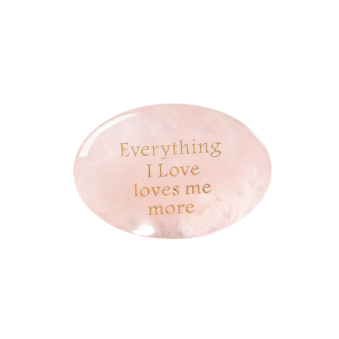 Rose Quartz Palm Stone - “Everything I Love Loves Me More”