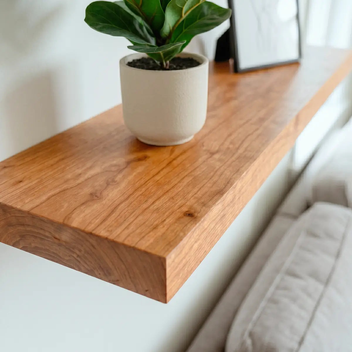 Solid Wood Floating Shelf - 1.2" Thick Wall Shelf