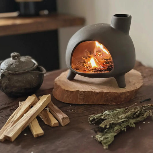 Handmade Ceramic Incense Burner – Mini Fireplace Aromatherapy Pot