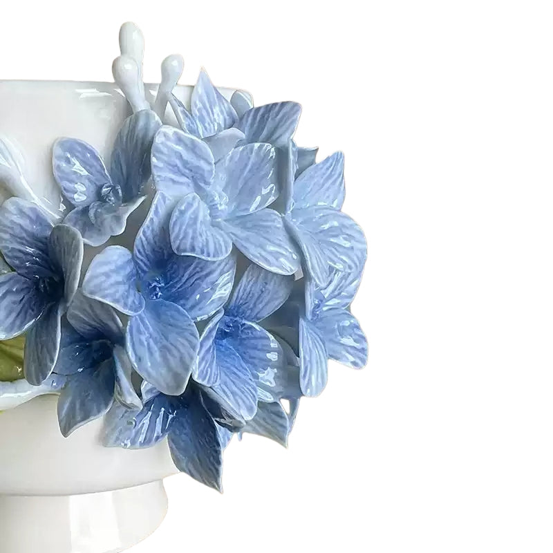 Handcrafted Blue Hydrangea 3D Floral Ceramic Mug