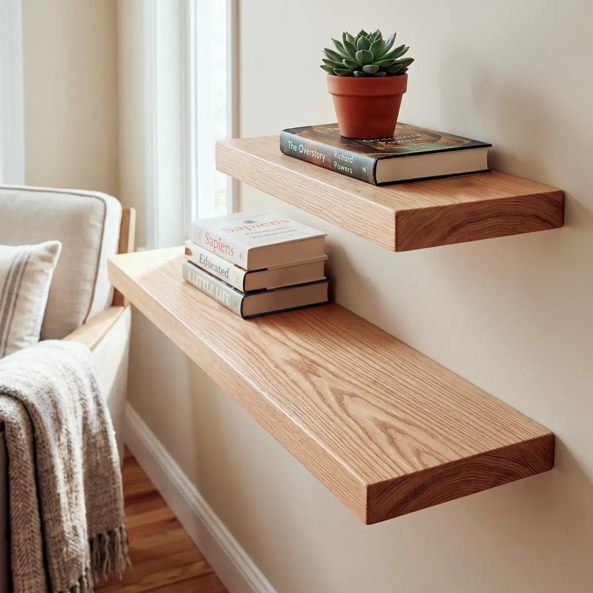 Solid Wood Floating Shelf - 1.2" Thick Wall Shelf