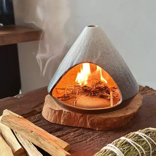 Handmade Gradient Ceramic Incense Burner – Mountain Fireplace Design