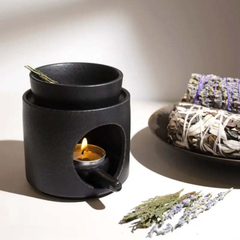 Matte Black Ceramic Incense Burner