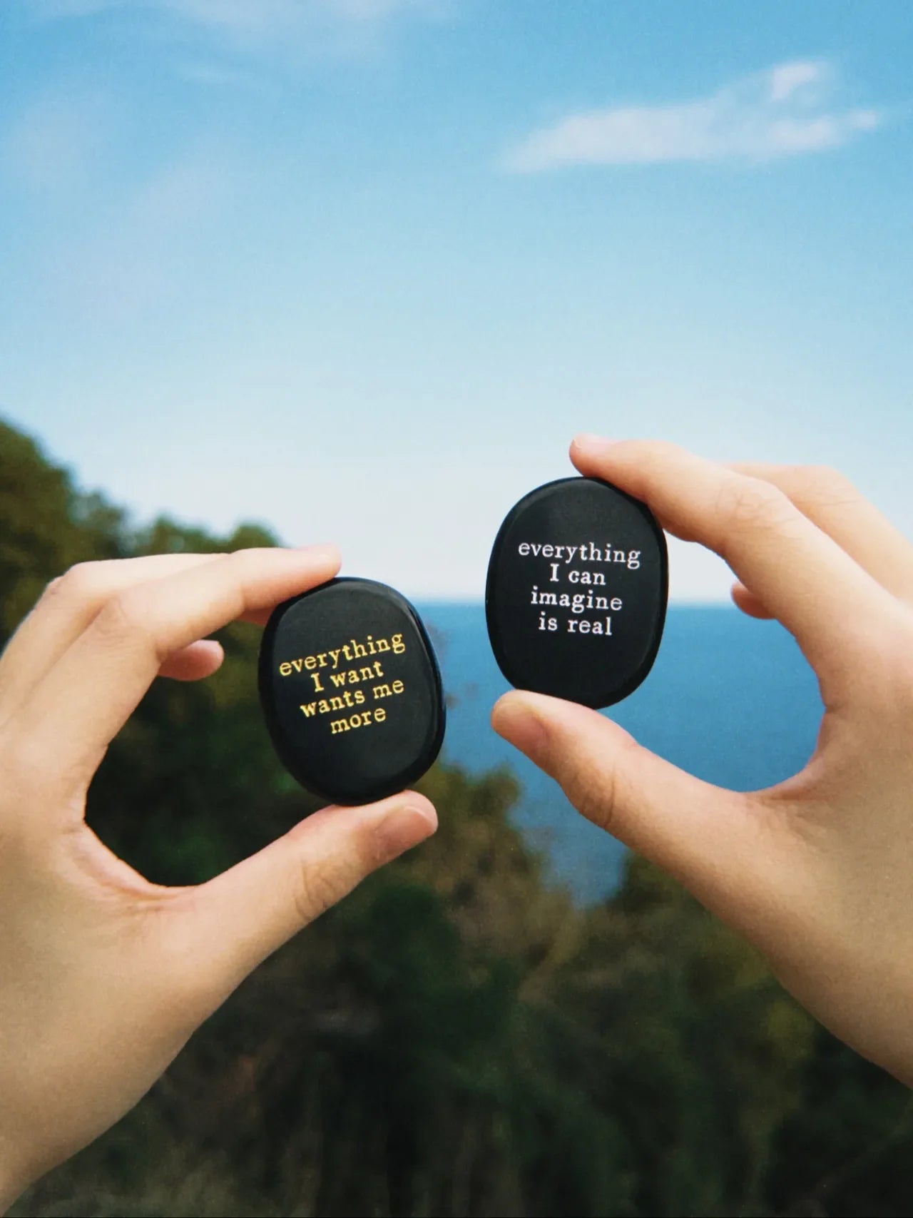 Black Obsidian Palm Stone - “Everything I Can Imagine Is Real”