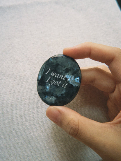 Black Sunstone Palm Stone - “I Want It, I Got It”