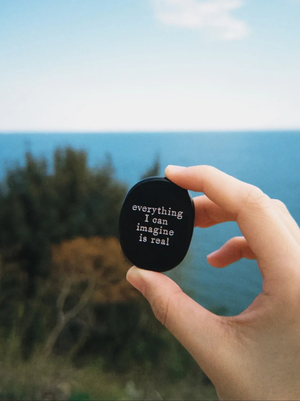 Black Obsidian Palm Stone - “Everything I Can Imagine Is Real”