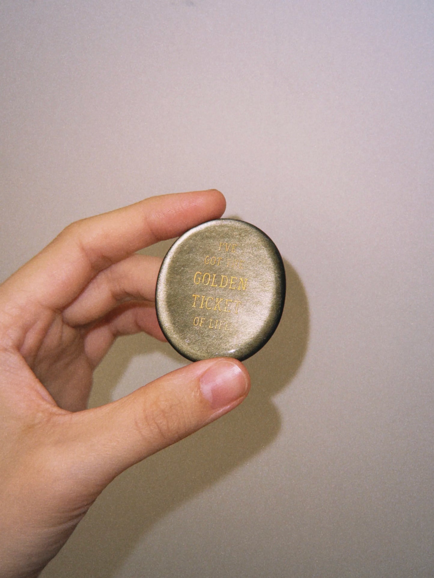 Gold Sheen Obsidian Palm Stone - “I’ve Got the Golden Ticket of Life”