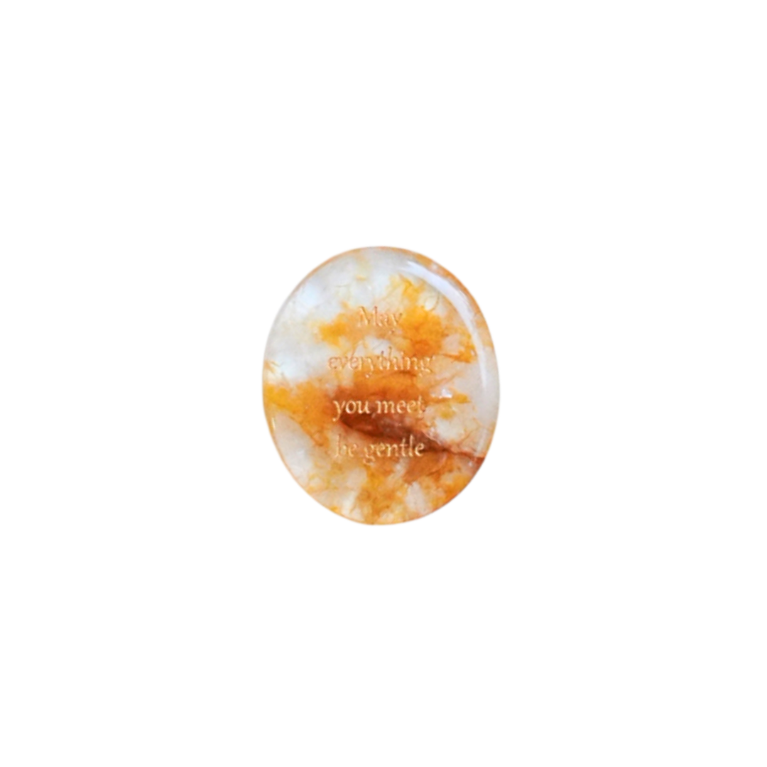 Golden Jelly Quartz Palm Stone - “May Everything You Meet Be Gentle”