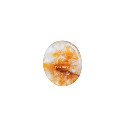 Golden Jelly Quartz Palm Stone - “May Everything You Meet Be Gentle”