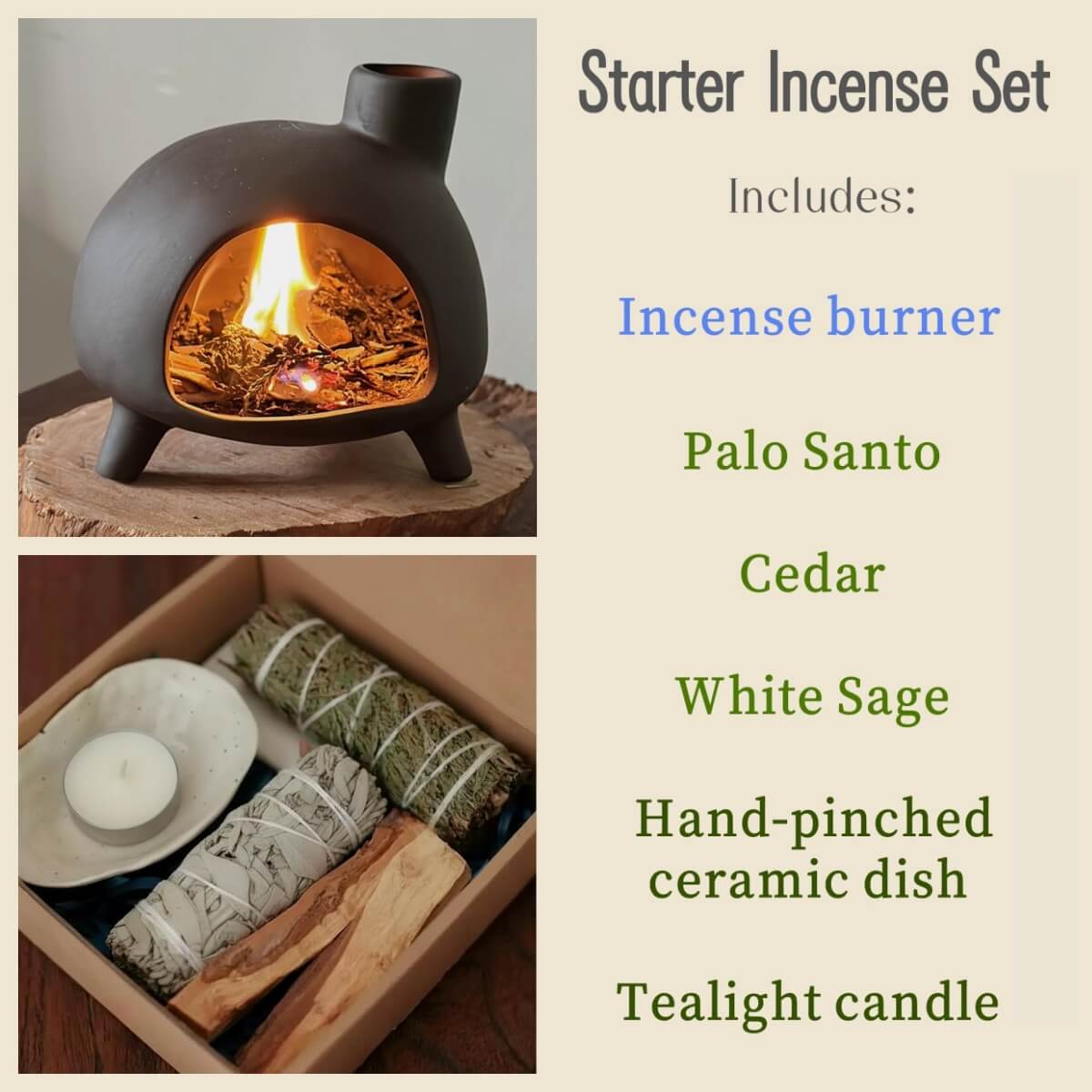 Handmade Ceramic Incense Burner – Mini Fireplace Aromatherapy Pot