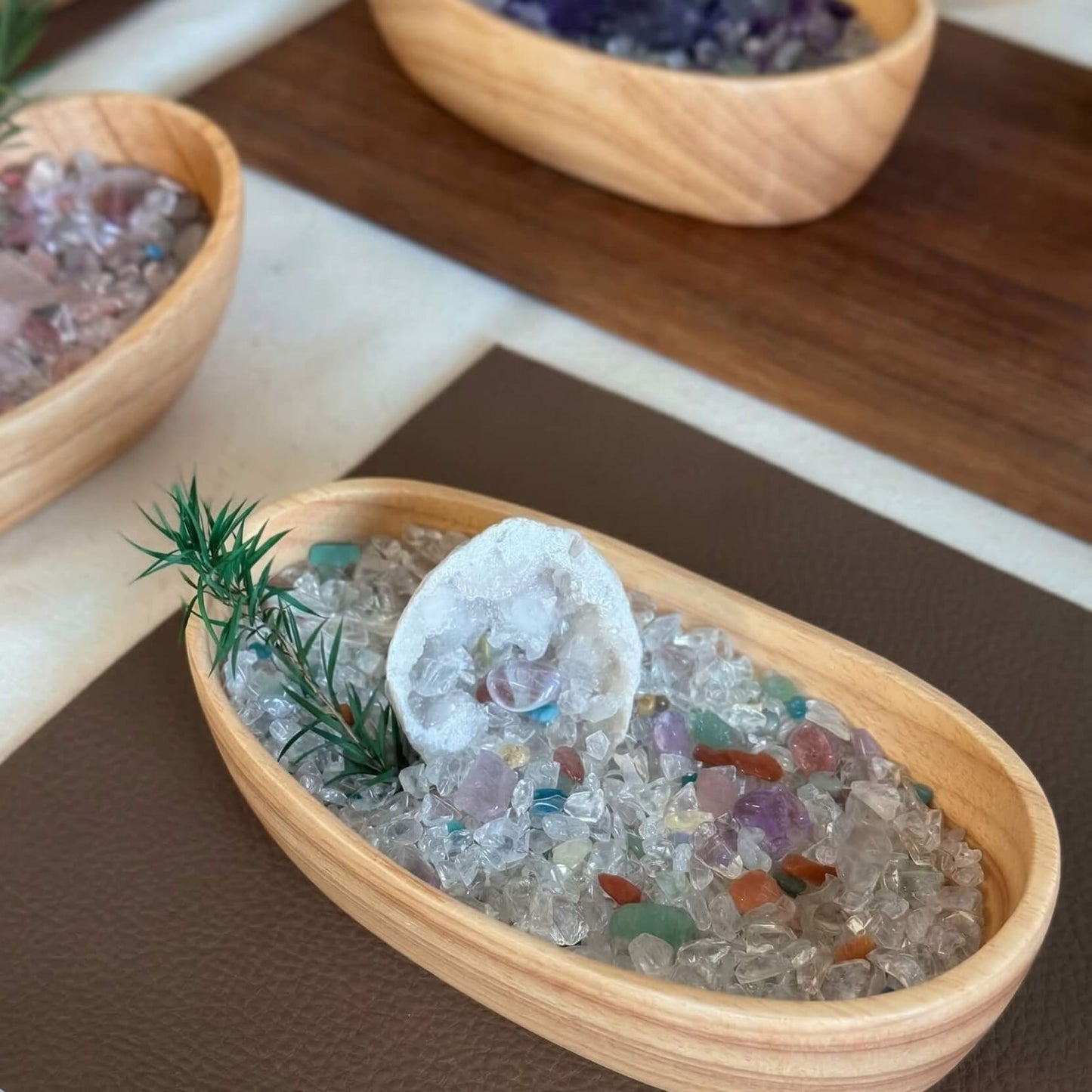 Natural Crystal Decorative Bowl & Home Fragrance Diffuser Set