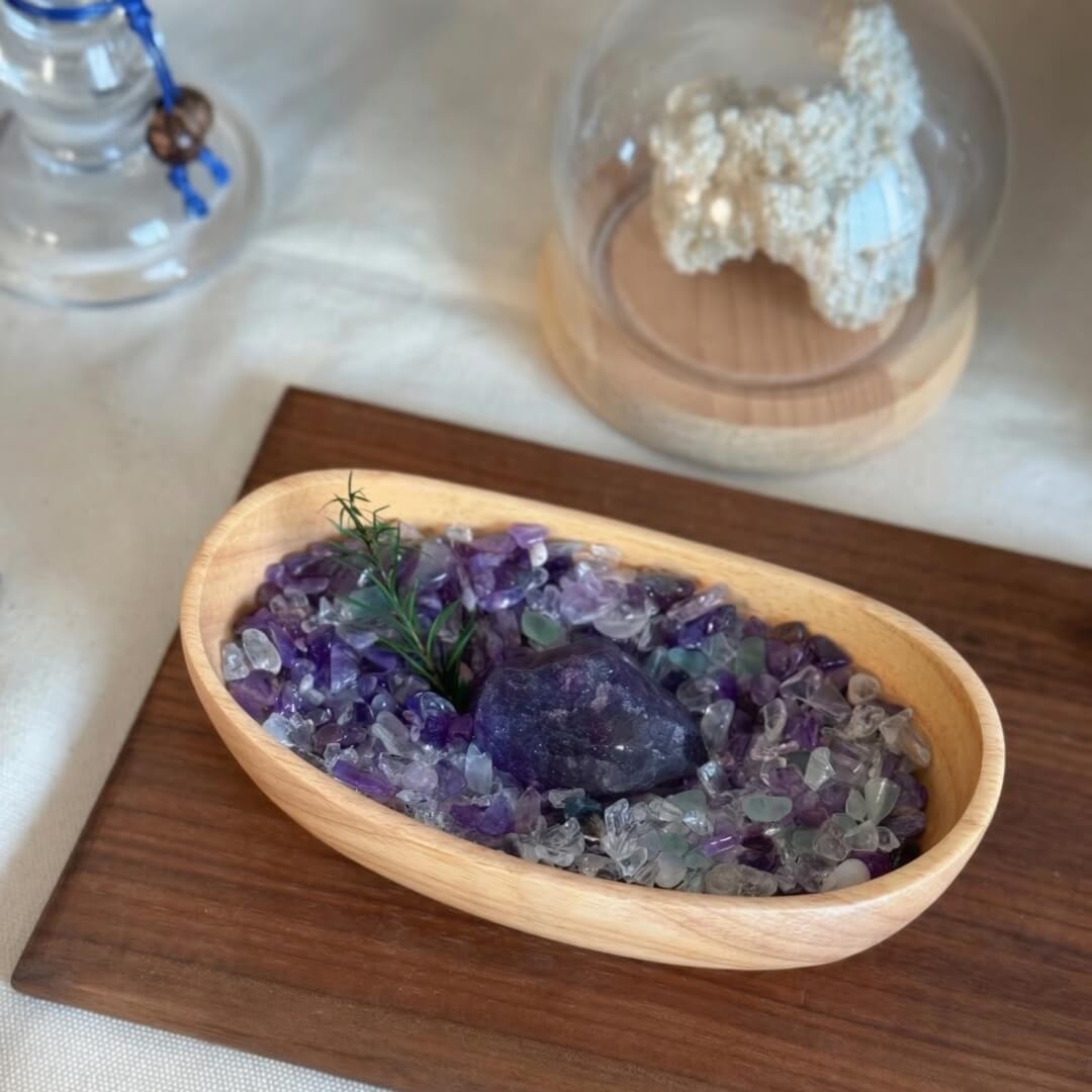 Natural Crystal Decorative Bowl & Home Fragrance Diffuser Set