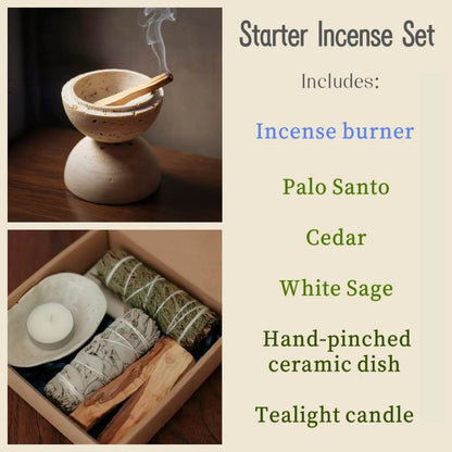 Natural Travertine Sphere Incense Burner
