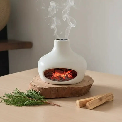 Handmade Ceramic Incense Burner – White Bottle Fireplace Design