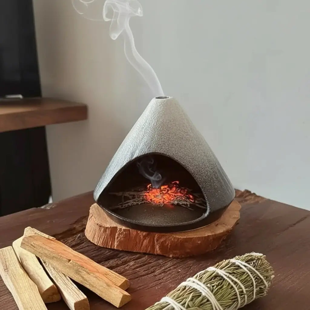 Handmade Gradient Ceramic Incense Burner – Mountain Fireplace Design