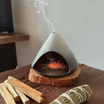 Handmade Gradient Ceramic Incense Burner – Mountain Fireplace Design