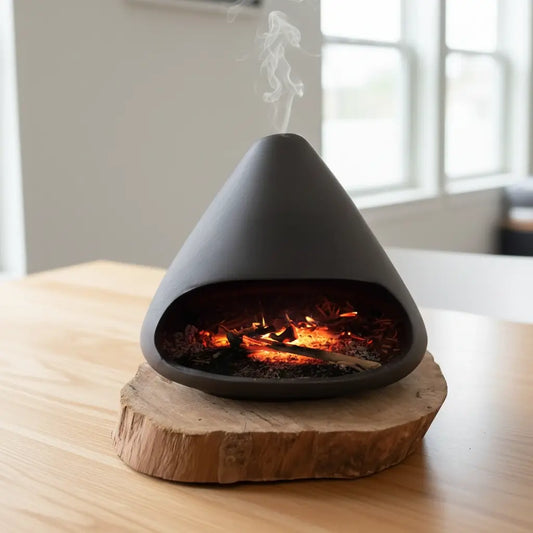 Handmade Ceramic Incense Burner – Minimal Mountain Fireplace Design