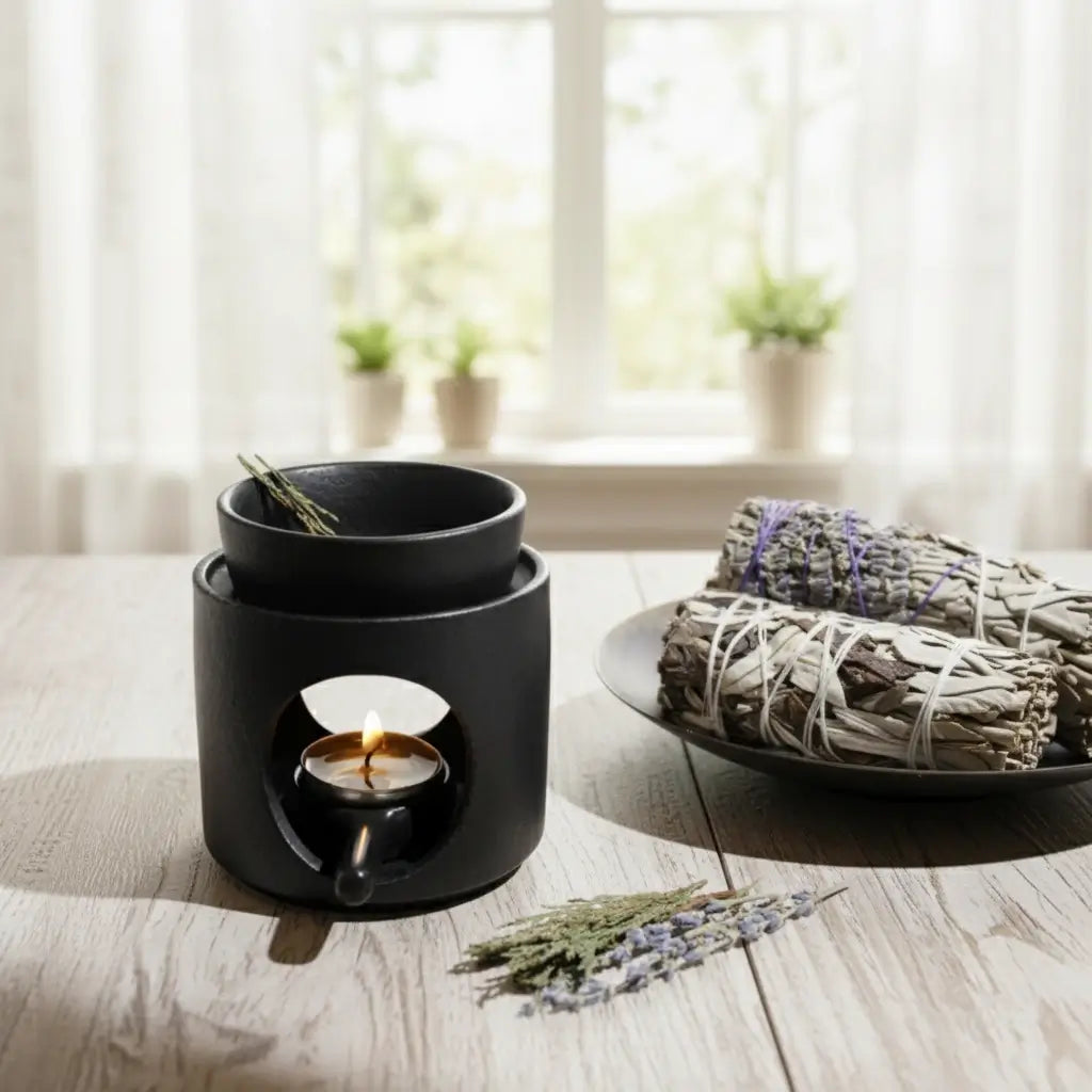 Matte Black Ceramic Incense Burner