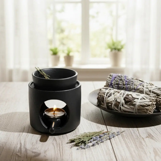 Matte Black Ceramic Incense Burner