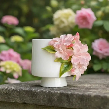 Handcrafted  Azalea 3D Floral Ceramic Cup