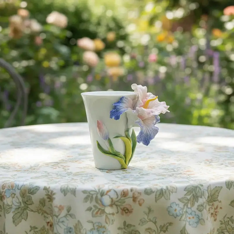 Handcrafted 3D Iris Ceramic Cup