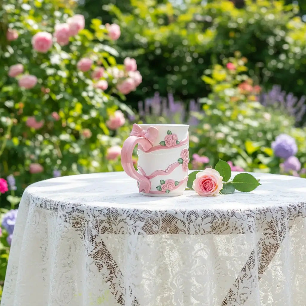 Handmade Rose Ribbon Floral Mug