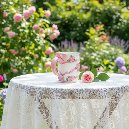 Handmade Rose Ribbon Floral Mug