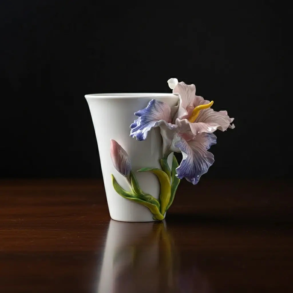 Handcrafted 3D Iris Ceramic Cup