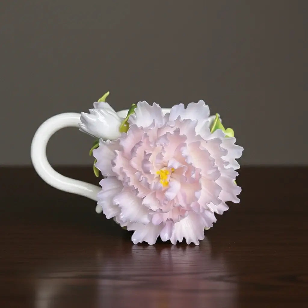 Handcrafted Peony 3D Floral Ceramic Mug