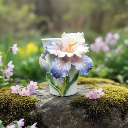 Handcrafted 3D Iris Ceramic Cup