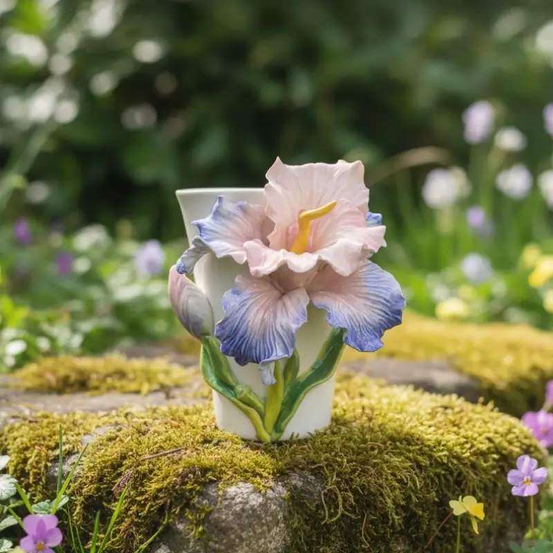 Handcrafted 3D Iris Ceramic Cup