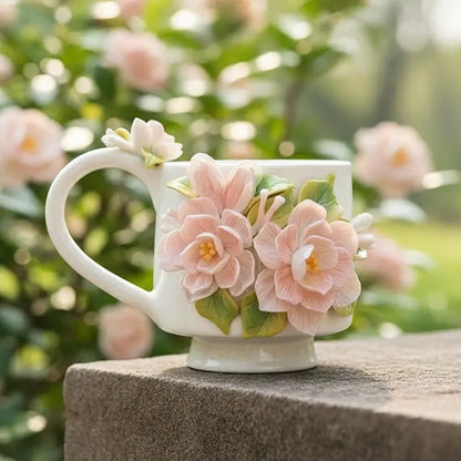 Handcrafted Jasmine 3D Floral Ceramic Mug
