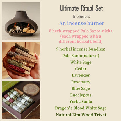 Handmade Ceramic Palo Santo Burner Holder – Mini Fireplace Incense Burner (Matte Charcoal)