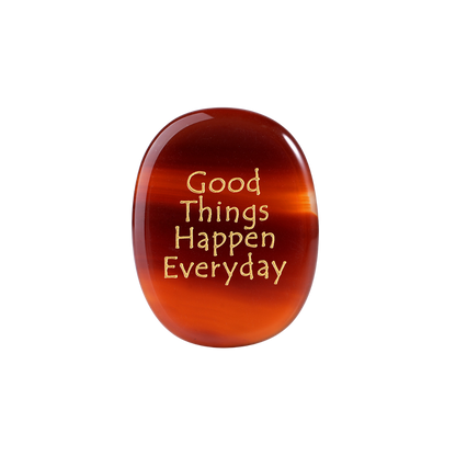 Red Agate Palm Stone - “Good Things Happen Everyday”