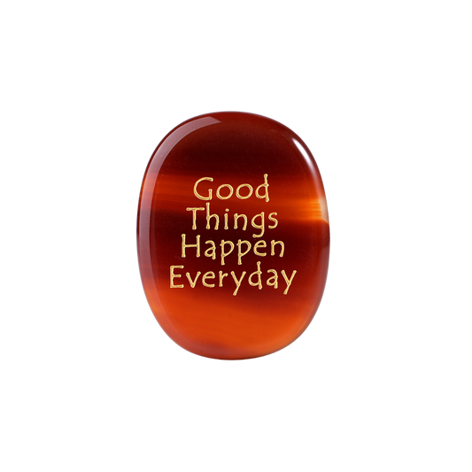 Red Agate Palm Stone - “Good Things Happen Everyday”