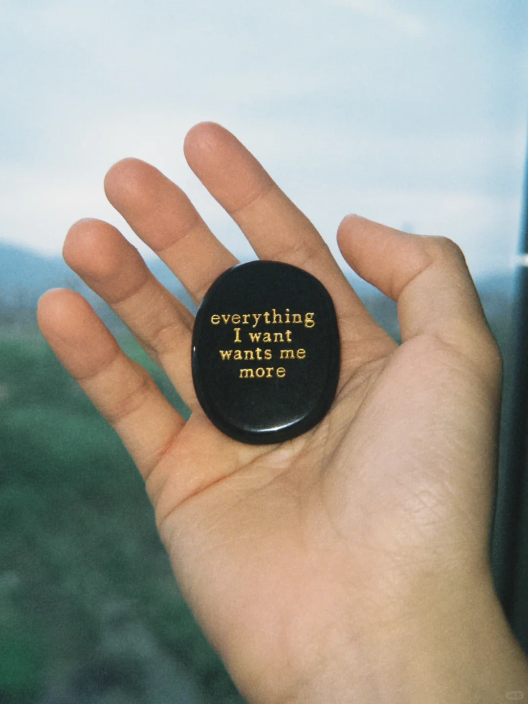 Black Obsidian Palm Stone - “Everything I Can Imagine Is Real”