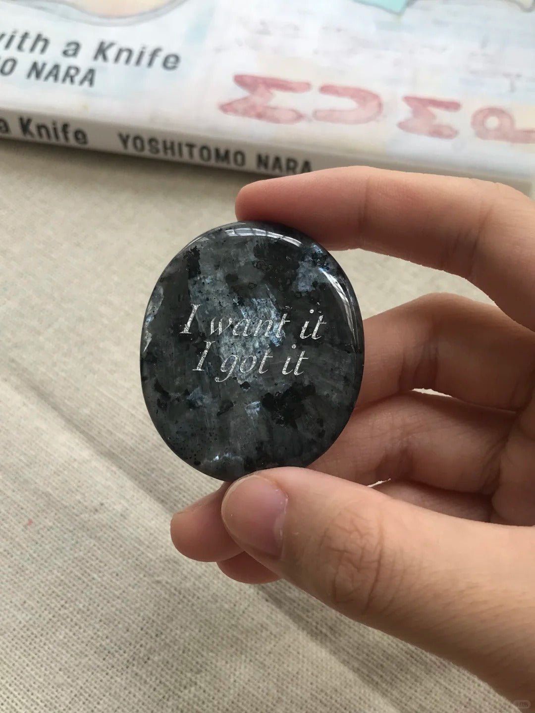 Black Sunstone Palm Stone - “I Want It, I Got It”