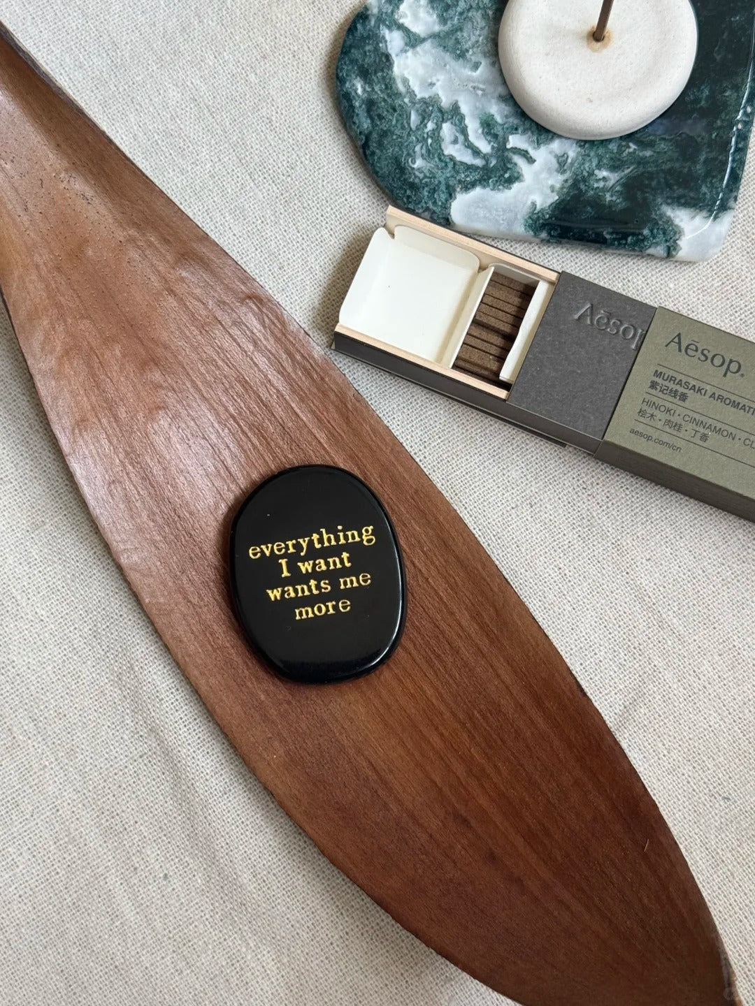 Black Obsidian Palm Stone - “Everything I Can Imagine Is Real”