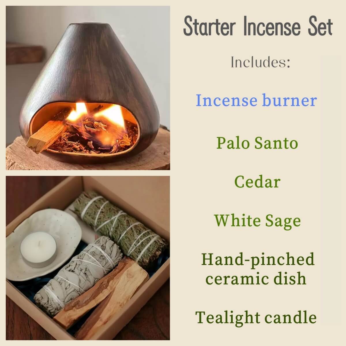 Handmade Wood-Texture Ceramic Incense Burner – Natural Fireplace Style