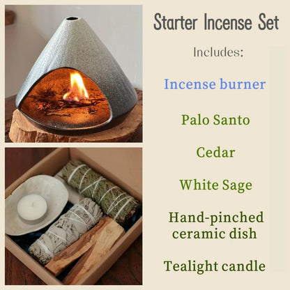 Handmade Gradient Ceramic Incense Burner – Mountain Fireplace Design