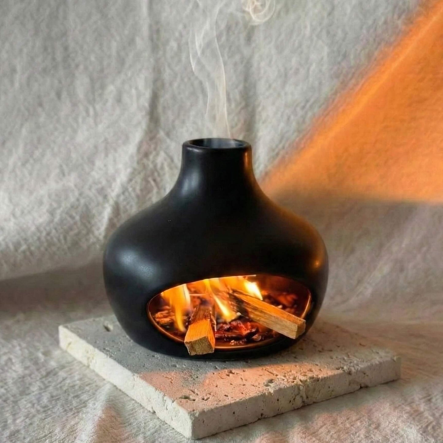 Handmade Ceramic Incense Burner – Bottle Fireplace Design