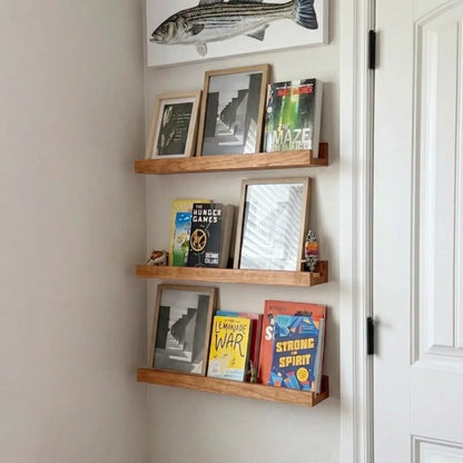 Solid Cherry Wood Picture Ledge Shelf with Front Lip