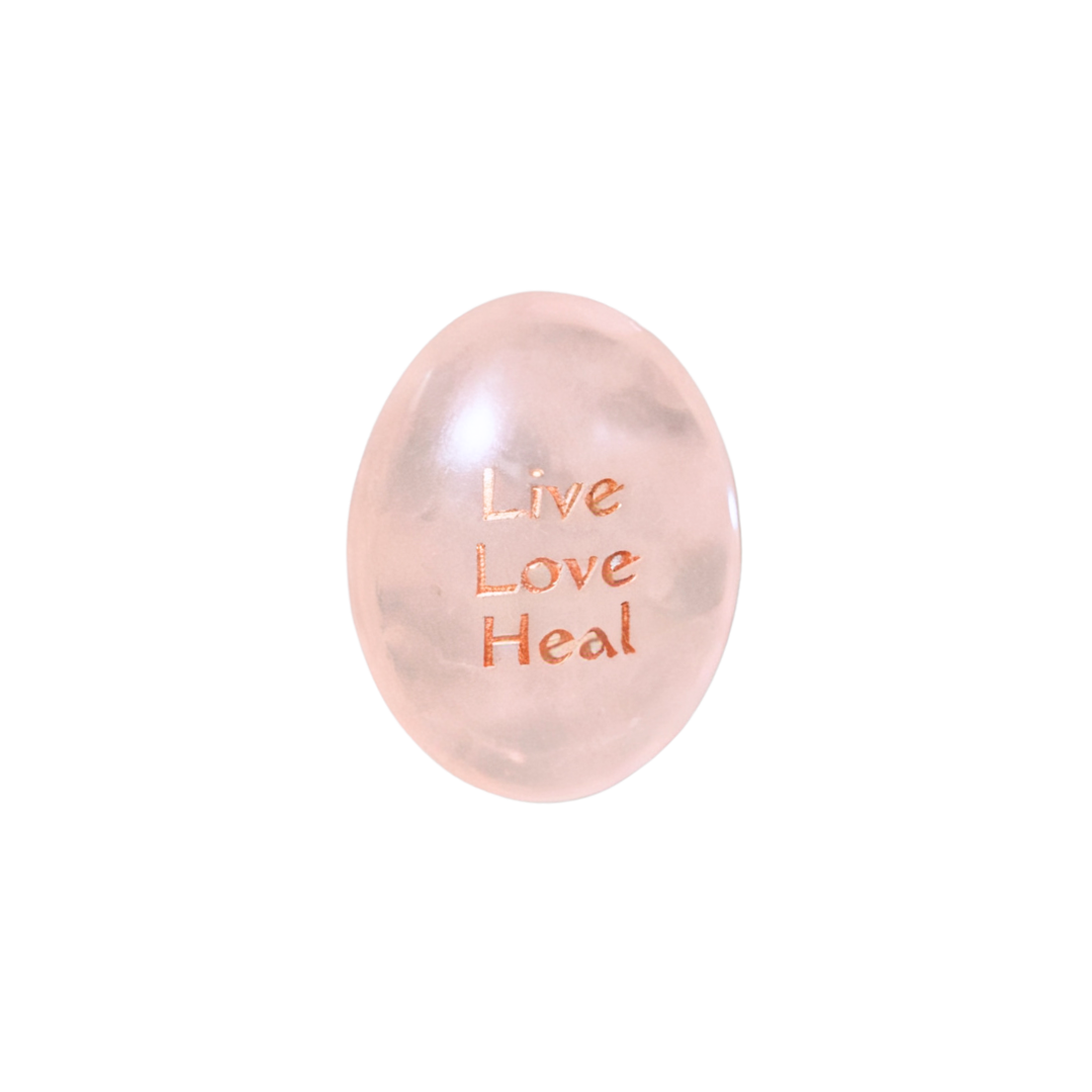 Rose Quartz Palm Stone - “Live Love Heal”