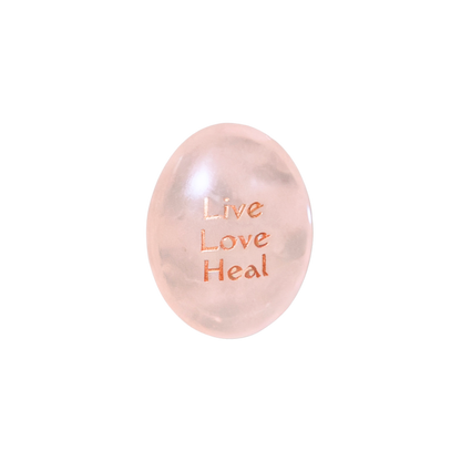 Rose Quartz Palm Stone - “Live Love Heal”