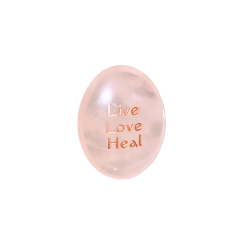 Rose Quartz Palm Stone - “Live Love Heal”