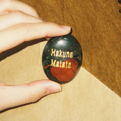 Dragon Blood Jasper Palm Stone - “Hakuna Matata”
