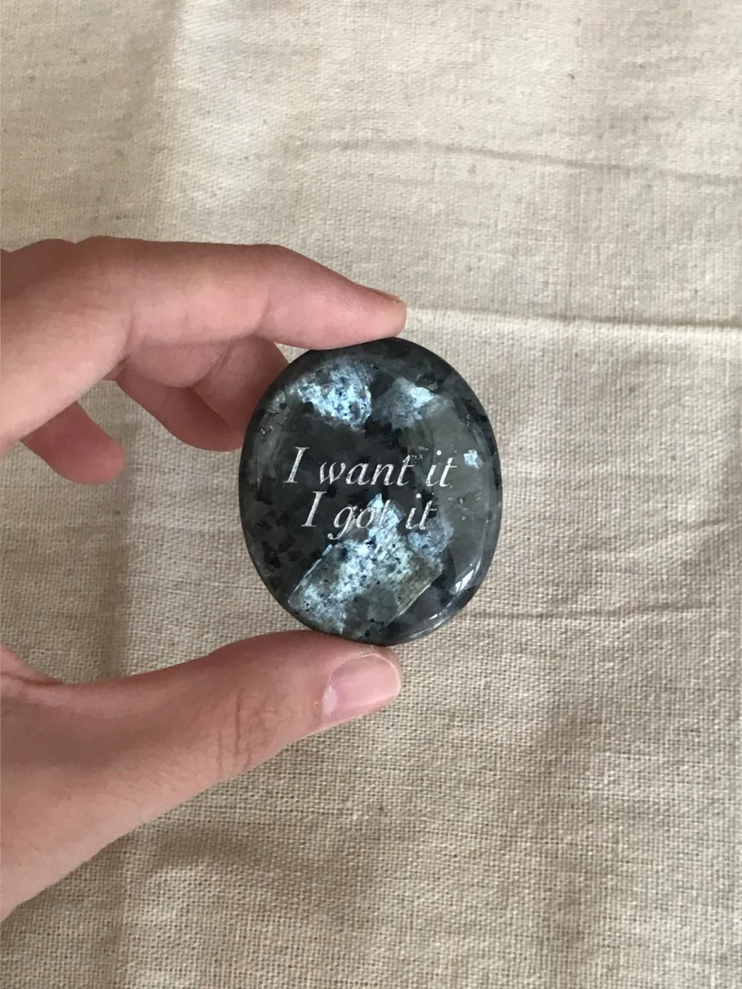 Black Sunstone Palm Stone - “I Want It, I Got It”