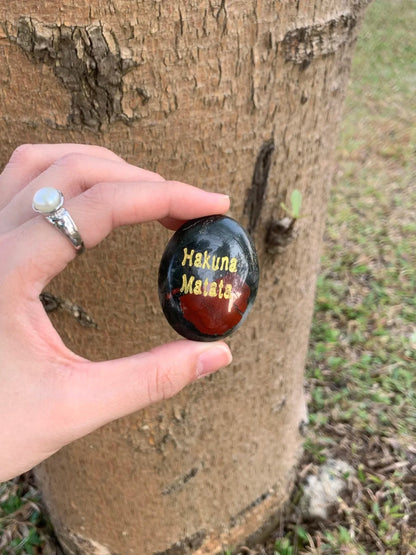 Dragon Blood Jasper Palm Stone - “Hakuna Matata”