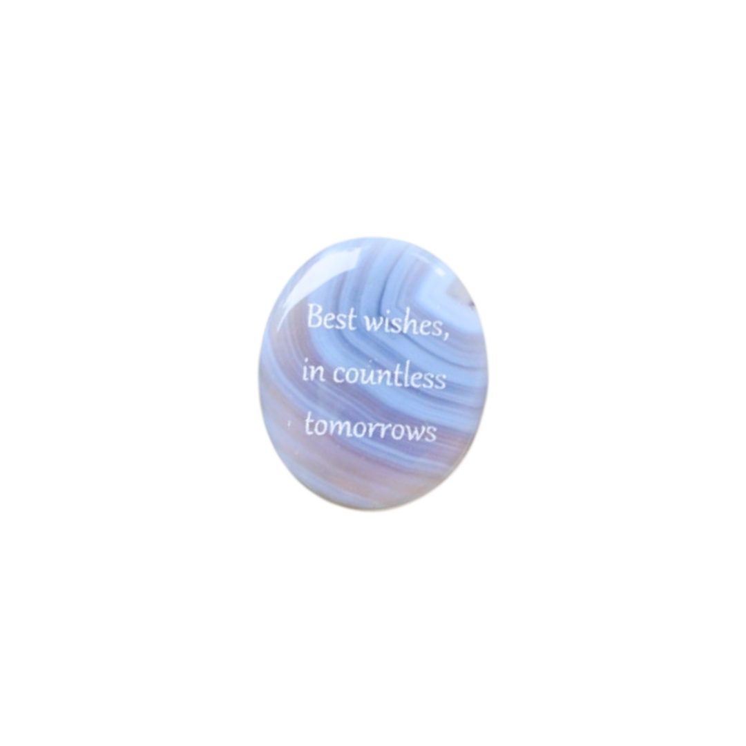 Blue Lace Agate Palm Stone - “Best Wishes, In Countless Tomorrows”