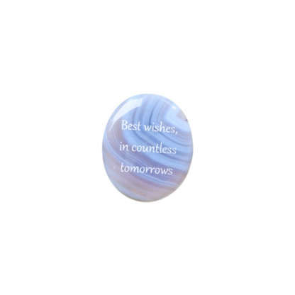 Blue Lace Agate Palm Stone - “Best Wishes, In Countless Tomorrows”